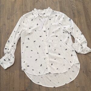 NWT- White Button-Up Blouse - Loose Fit